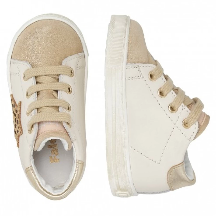 FALCOTTO Sasha Beige Platinum Leather Suede Sneakers for Women Luxury Comfortable Casual Shoes