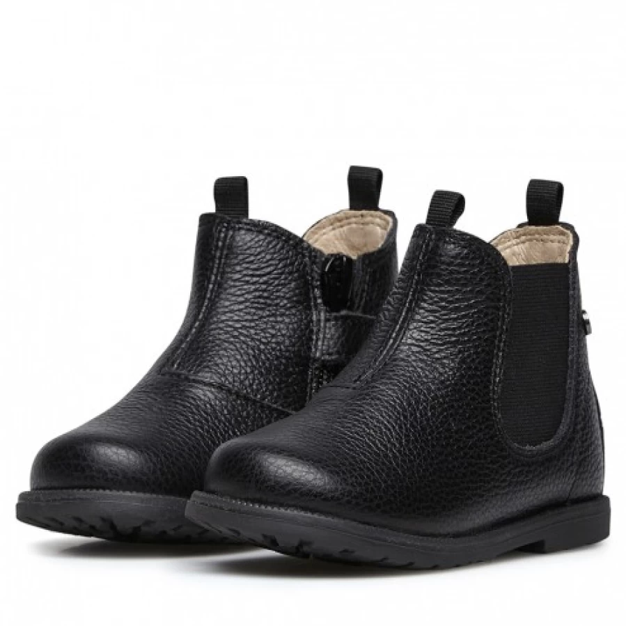 FALCOTTO Black Leather Winter Boots for Men & Women - Stylish Beatle Boots for Cold Weather