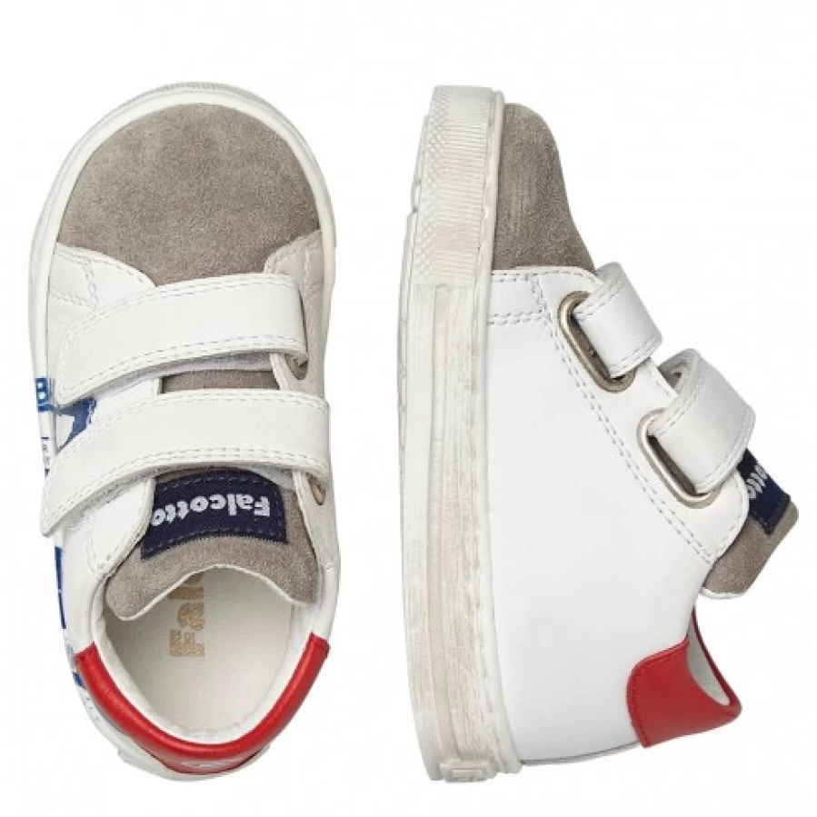 FALCOTTO Tahole VL White-Grey Leather Suede Casual Sneakers for Men & Women