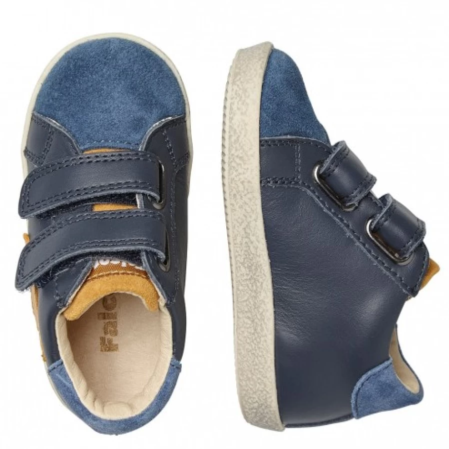 FALCOTTO Blue Leather & Suede Sneakers for Men - Alnoite High VL Casual Shoes