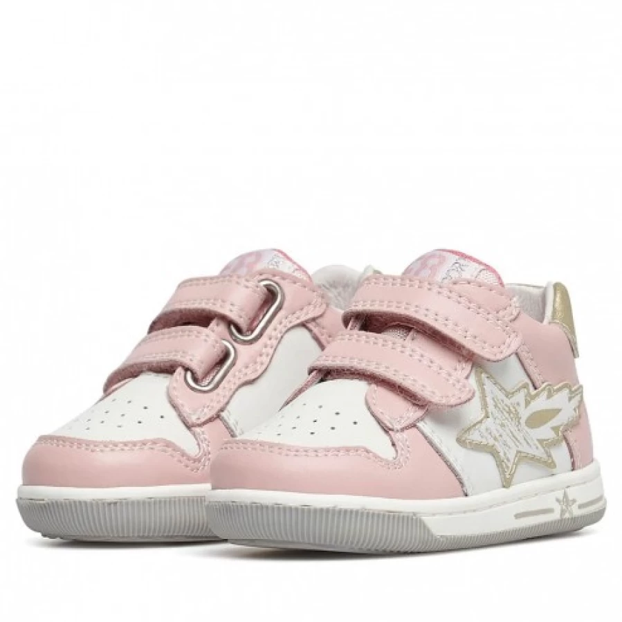 FALCOTTO Frankie VL Pink Leather Sneakers for Kids - Comfortable & Stylish