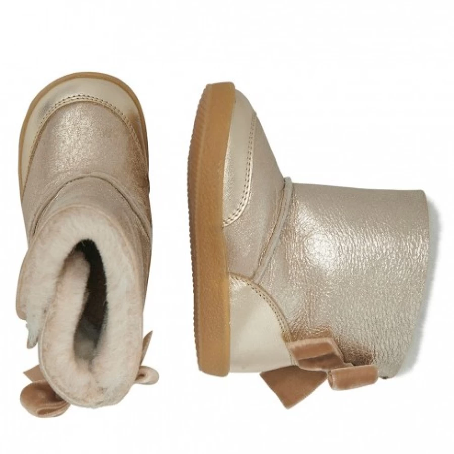 FALCOTTO Lissi Glitter Suede Boots for Women - Platinum Shearling-Lined Winter Shoes