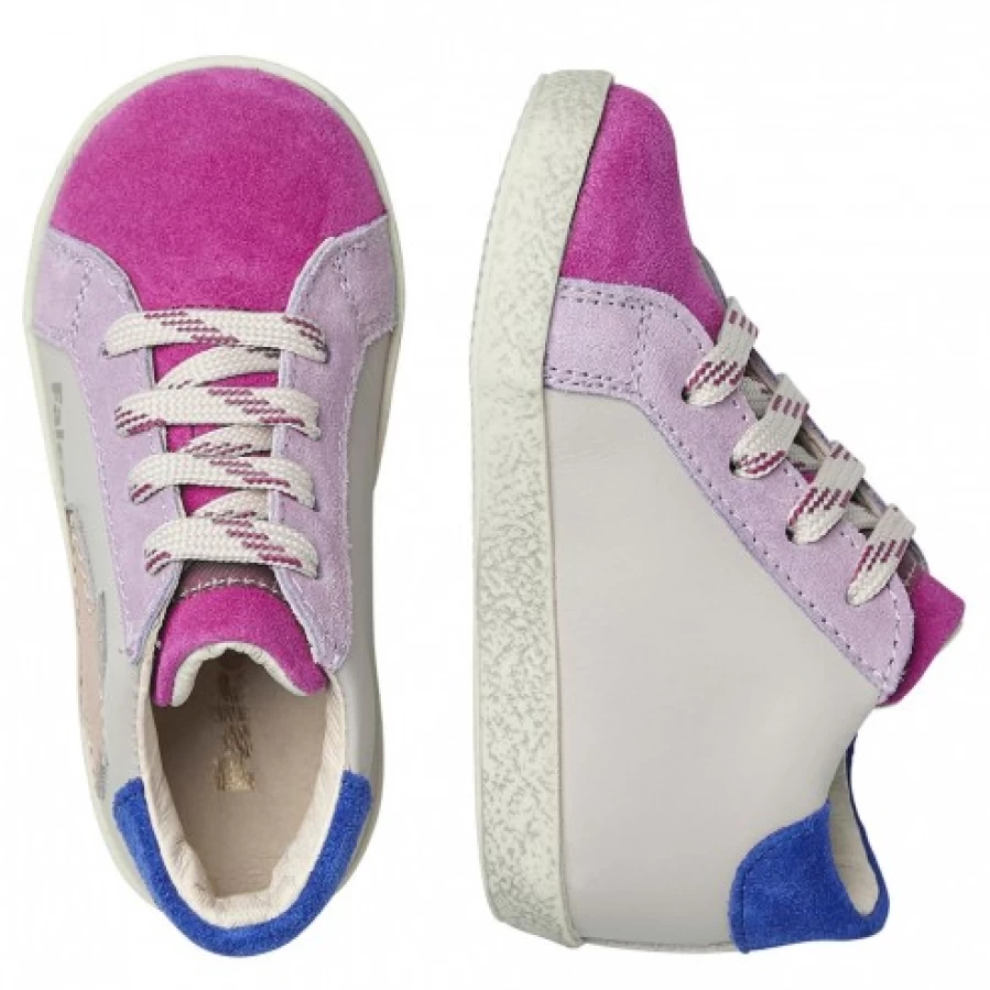 FALCOTTO Women's Powder Pink & Fuchsia Leather and Velour Sneakers - Alnoite High Top Comfort Shoes